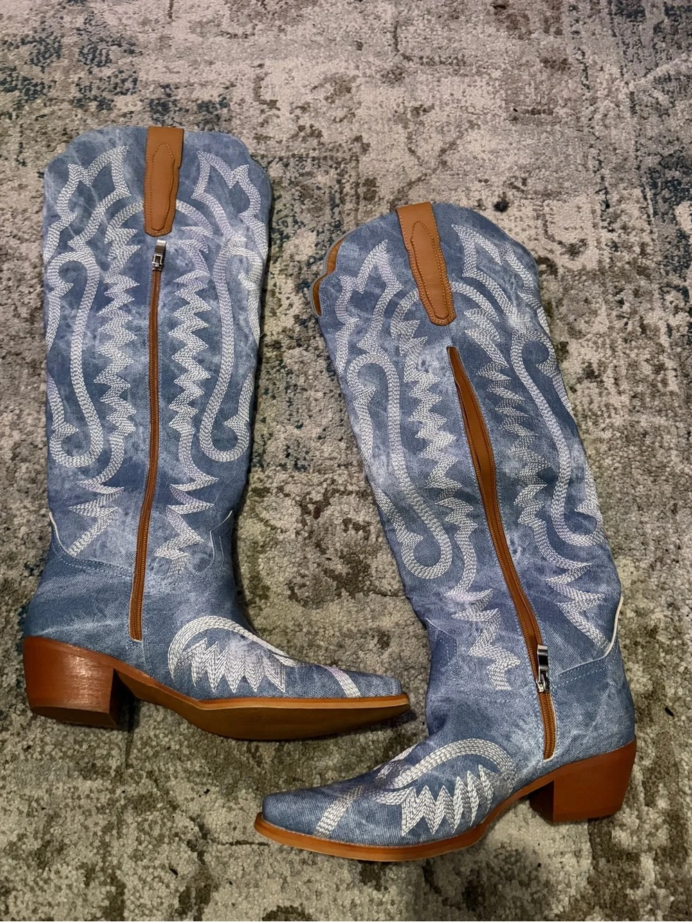 DAN POST WOMEN'S DENIM DARLIN' TALL WESTERN BOOTS - SNIP TOE Size 6